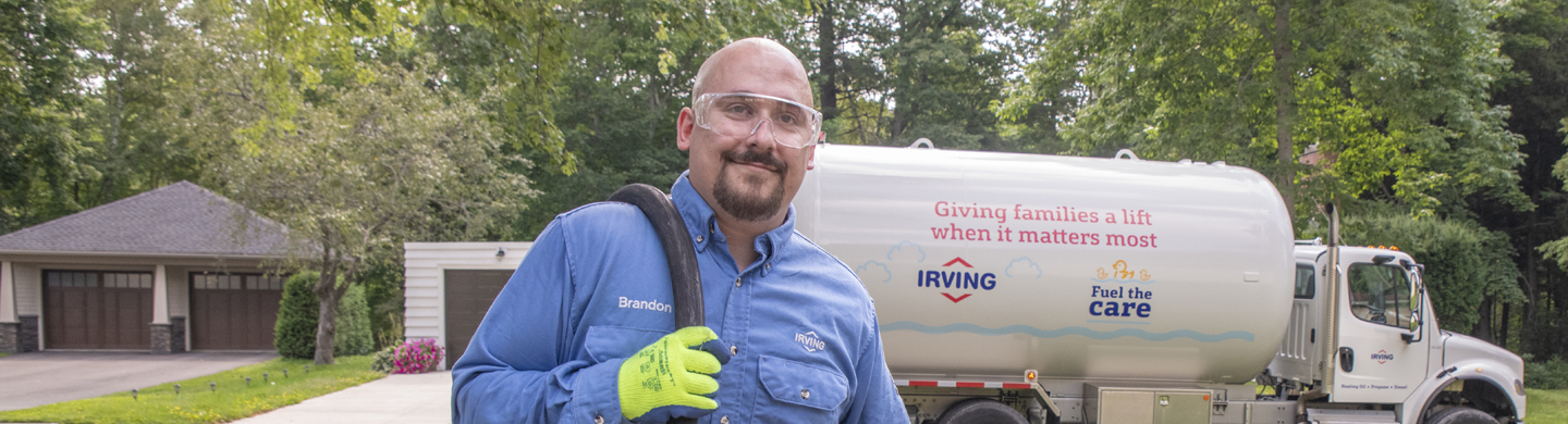 Irving Energy driver delivering propane