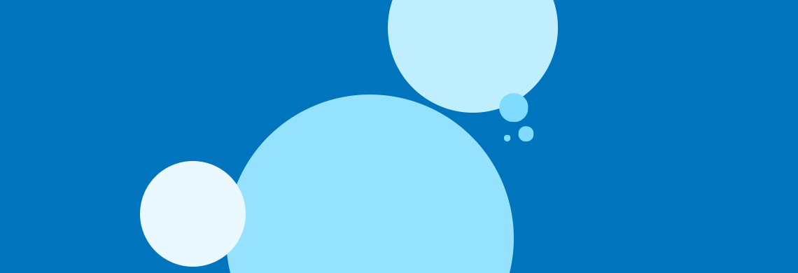 Abstract blue background with overlapping circular shapes in varying shades of blue and white.