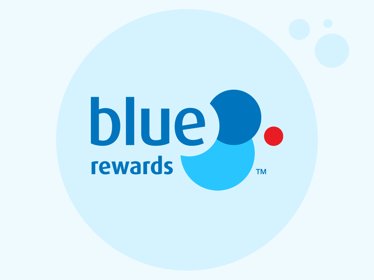 Blue Rewards logo with lowercase text “blue rewards,” two overlapping blue circles, a small red dot, and a light blue circular background.