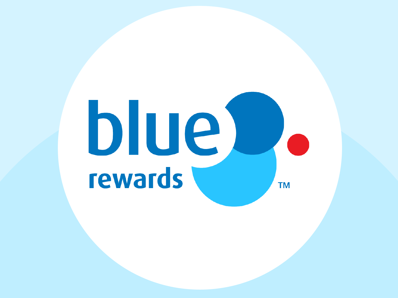 Blue Rewards logo with lowercase “blue rewards” text, two overlapping blue circles, and a small red dot on a light blue background.