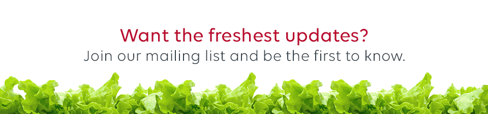 Sign up for our mailing list to receive the latest updates and offers.