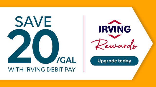 A 20 cents per gallon with Irving debit pay banner