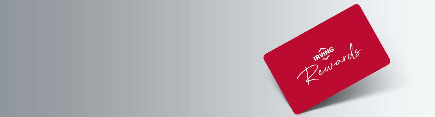 Irving Rewards card on a light gray background.