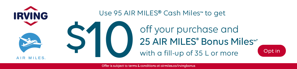 diefstal Geloofsbelijdenis Classificatie Air Miles Reward Program | Irving Oil | Canada