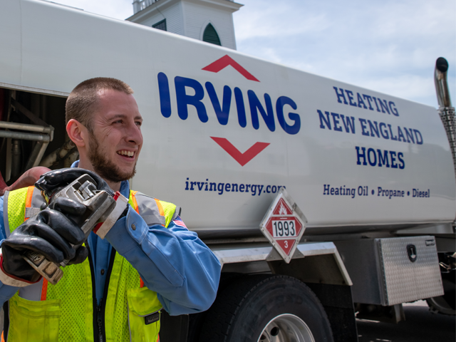 Irving Energy technician in New England to install heating oil 